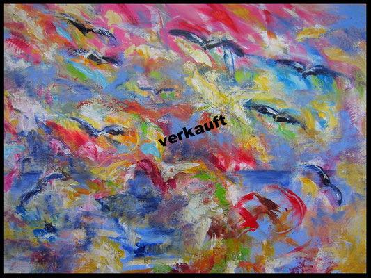 Vögel in Aufruhr (120x145cm) Nr. 638