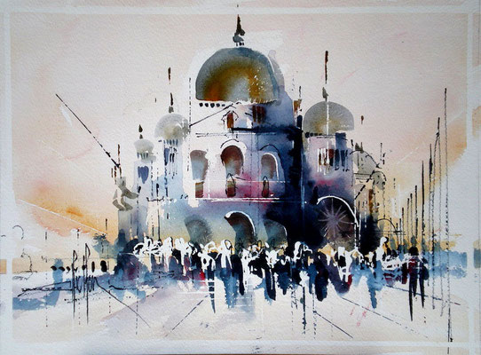 224 Au pied du Sacré Coeur PARIS. Aquarelle 30 x 40. 2011
