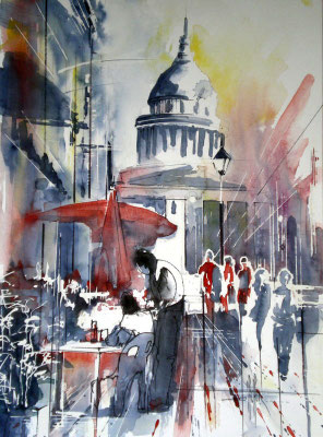172 Paris: Quartier latin 04 - Aquarelle 36 x 48