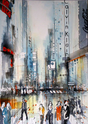 163 NYC 41 - Aquarelle sur châssis 50 x 70