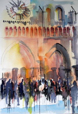 169 Paris Notre Dame 02 - Aquarelle 36 x 51