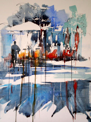 205 Namur: Place du marché aux légumes 01 - Aquarelle 36 x 48