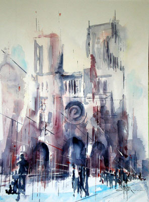 173 Paris: Notre Dame 04 - Aquarelle 36 x 48