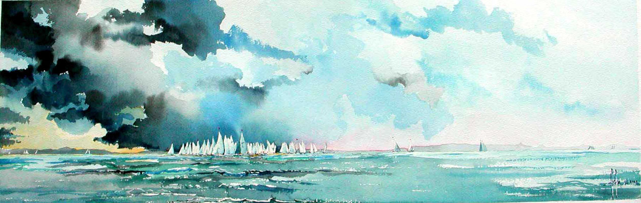 21 Régate - 2000 - Aquarelle 36 x 100