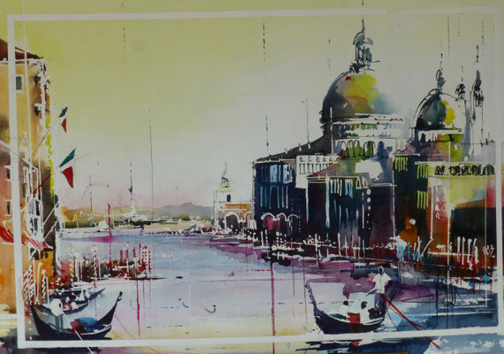 330 Le gondolier du grand canal. Aquarelle 35.5 x 51. 2015