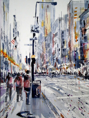 125 NYC 07 - Aquarelle sur châssis 46 x 61