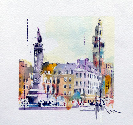 431 Lille Grd Place V Aquarelle 20 x 20