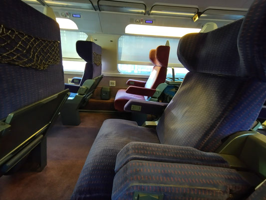 Die erste Klasse im TGV auf meiner Fahrt von Marseille nach Mannheim