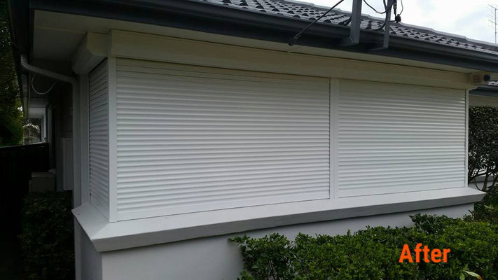 professional spray painting of window roller shutters for a home in Sydney by Alpha Coatings