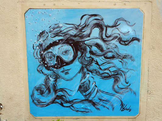 Streetart-Künstler blub, gesehen in Arezzo, Italien