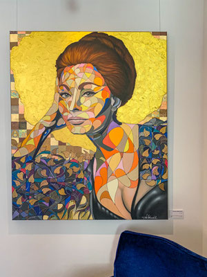 S.LOREN - 120x100 cm Oil, Acrylic, Leafgold on Canvas