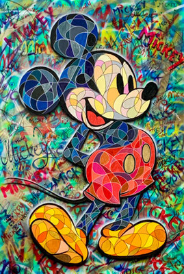 MICKEY - 120x80 cm Acrylic on Canvas, Leafgold