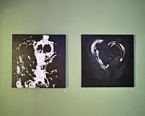 Rosa M. Skull, Bodyexplosion und Black Ice, Acryl und Spachtel