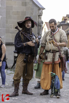 Mittelalterfest Zug 2019, am Dudelsack: Simon Schätti (Meril) und Andreas Kingl (Die Fadenwerkstatt)