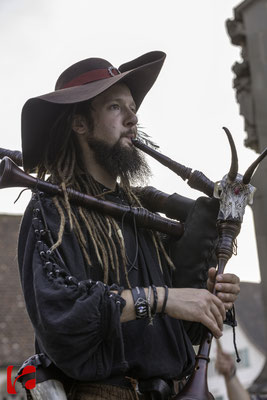 Mittelalterfest Zug 2019, am Dudelsack: Simon Schätti (Meril)