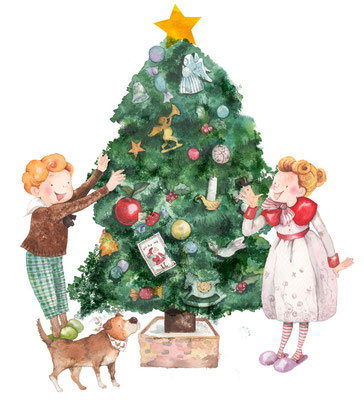 クリスマスツリー飾り付け　子供