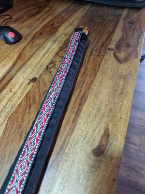 Stocktasche mit selbstgemachtem Webband