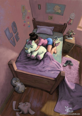 petit reconfort avec sa peluche favorite dans un moment de deprime adolescente