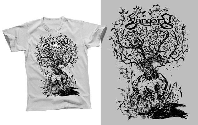 Принт на футболку "Череп и дерево" для группы FängörN 