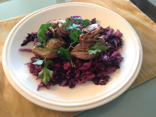 Quail with red cabbage and honey by ZsL