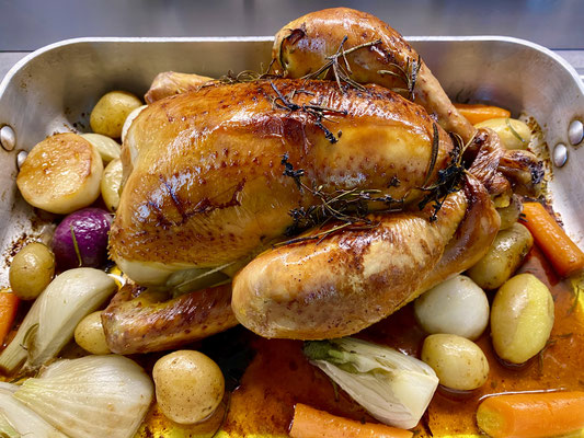 Roasted Bresse chicken with seasonal vegetables by ZsL