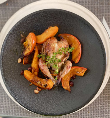 Roasted quail with pumpkin and hazelnuts by ZsL