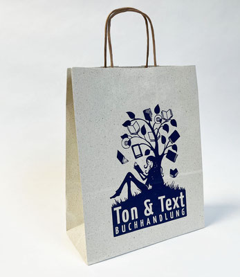 "Ton & Text" - Papiertragetasche aus Graspapier 