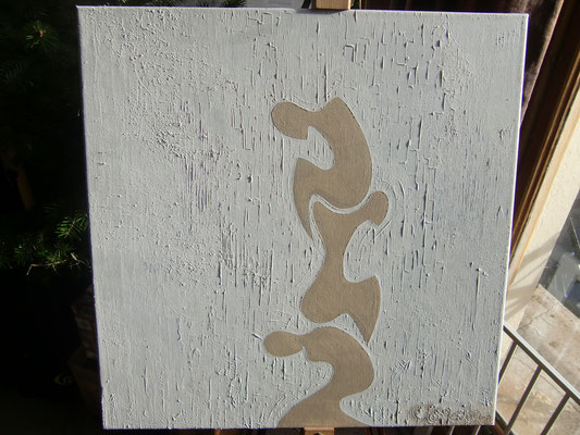 White Rain - Distant:  Oil and Acrylic on canvas, 60cm x 60cm (2cm depth), 2012.