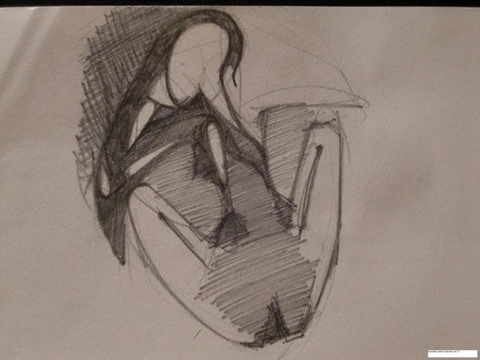 Thinking woman sketch