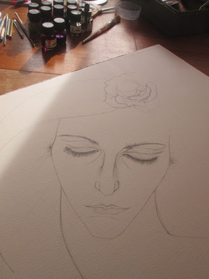 Inside the studio - drawing 'Mind in Bloom 