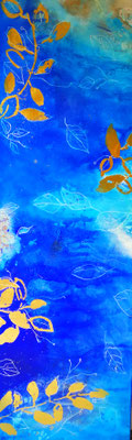 My secret garden with leaves, Acryl auf LW, 50 x 150 cm