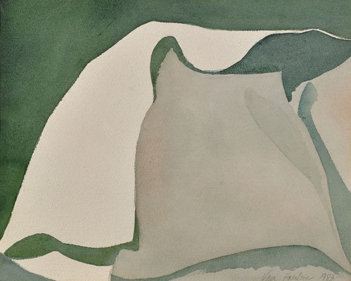 ©Wendy Van Haerlem, Green Formscape, 1983, watercolor on paper, 9.5 x 11 inches / 24 x 28 cm.