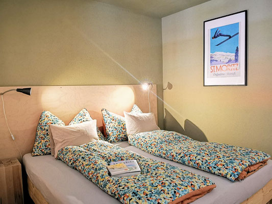 Abgetrennter Schlafbereich in der Ferienwohnung St. Moritz Piz San Gian 14