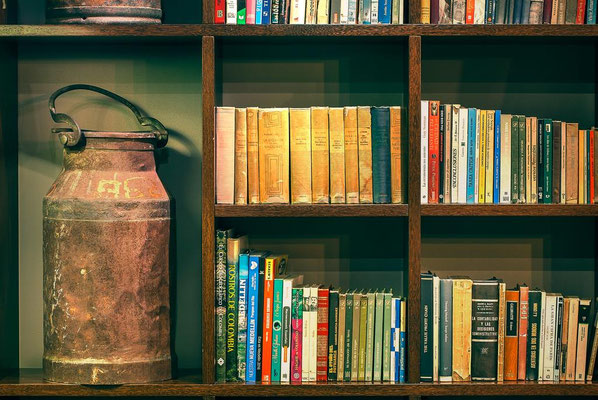 Bibliothek im Frühstückbereich