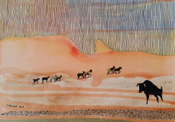 SPANISH ELEGY - mixed media auf Papier - 25 x 18 cm - CHF 250