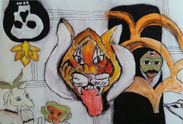 TIGERLILLI - mixed media auf Papier - 25 x 18 cm - CHF 280