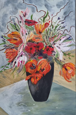 HAPPY VALENTINES TO ME - Gouache auf Leinwand - 40 x 60 cm - 600