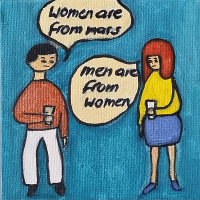 FROM WOMEN AND MEN - Gouache auf Leinwand - 10 x 10 cm - CHF 150