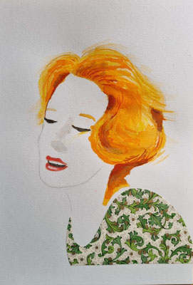 FRAU I - Tusche, mixed media auf Papier - 30 x 21 cm - CHF 120
