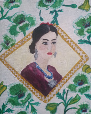 LIEBE IN ZEITEN VON CORONA - Gouache auf Leinwand - 24 x 30 cm Tiefe 4 cm - CHF 350