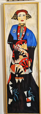 HYGIEIA FEATURUNG GUSTAV IN JAPAN - Gouache auf Leinenstoff - 145 x 83,5 x 1,5 cm - CHF 950