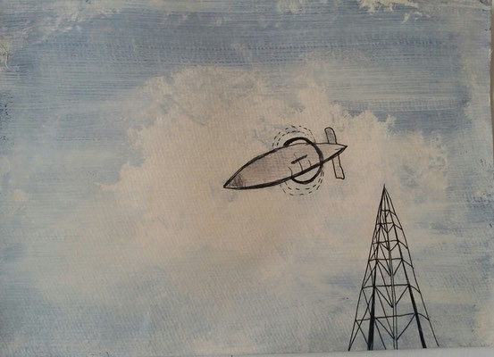 HIMMEL ÜBER NEVADA - mixed media auf Papier - 24 x 17 cm - CHF 240