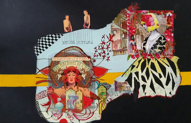 NANTES - Collage auf schwarzer Malplatte  - 60 x 42 cm - CHF 400