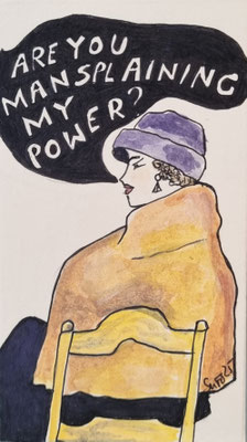 MANSPLAINING - 12 x 6,5 cm - Gouache/Tusche auf Malkarton - CHF 50