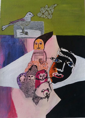 STILLE POST - mixed media auf Papier - 24 x 17 cm - CHF 280