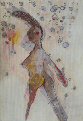 DANCING BUBBLES - mixed media auf Papier - 24 x 17 cm - CHF 230