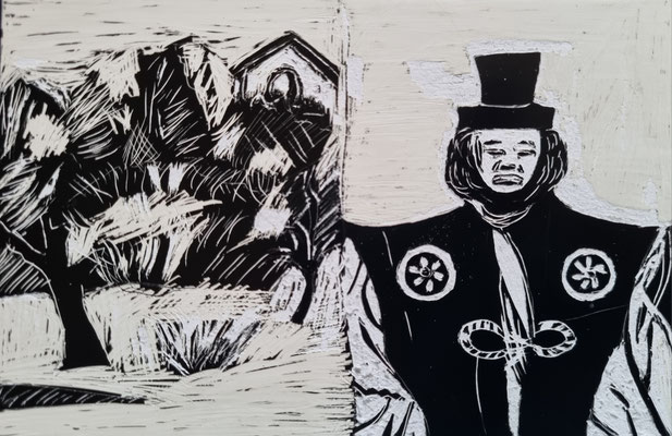 MANN - Kratztechnik auf Spezialpapier - 15 x 10 cm - CHF 30