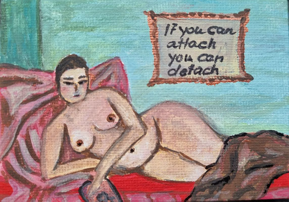 ATTACH AND DETACH - Gouache auf Leinwand - 10 x 7 cm - CHF 100
