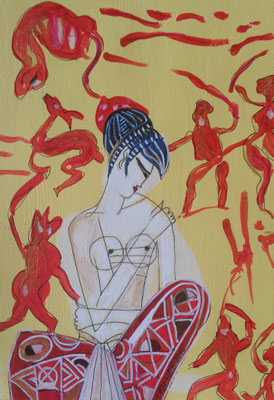 WALK LIKE AN EGYPTIAN - mixed media auf Papier - 25 x 18 cm - CHF 280