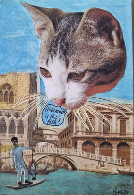 HOW MUCH IS THE FISH? - 17 x 11,5 cm - Collage/Gouache auf Malkarton - CHF 80
